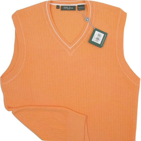 New $179 Bobby Jones Collection Vest!OrangeV Neck100% Pima Cotton